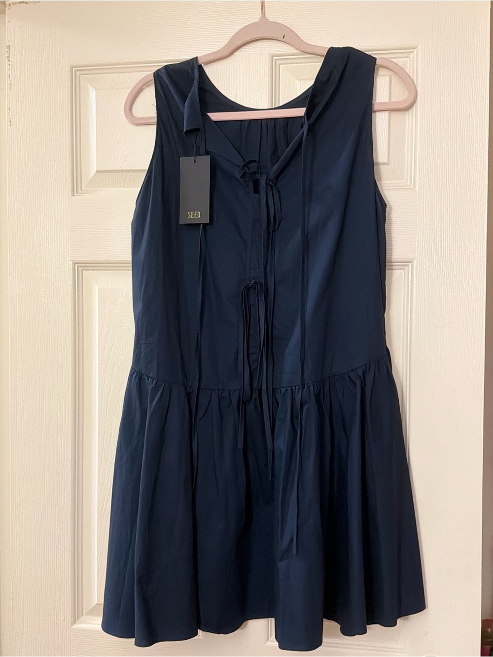 SEED Navy Tie-Front Casual Women's Dress